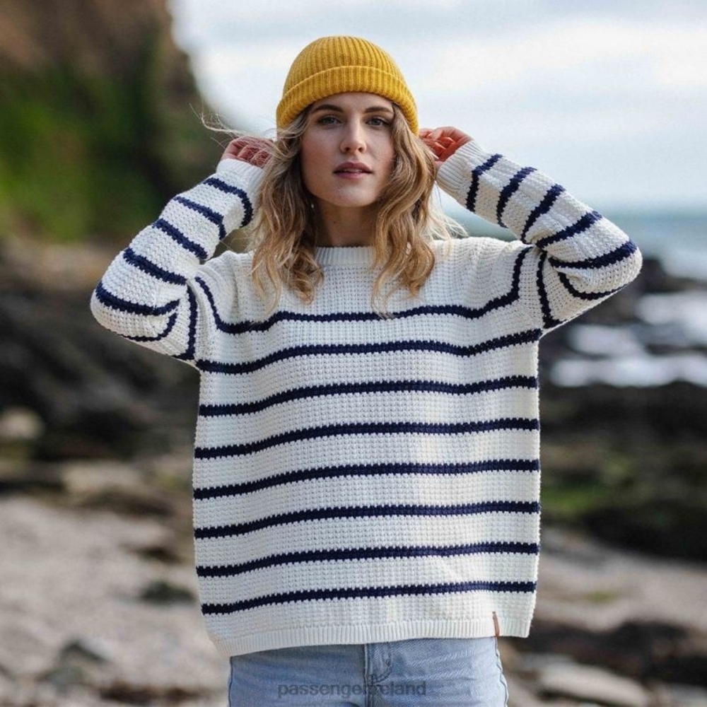 Passenger Lakewood Striped Navy and White Knitted Sweater - XL